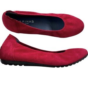 Sabrinas Suede Comfort Ballet Flat Shoe Red Size 39 or 8/8.5